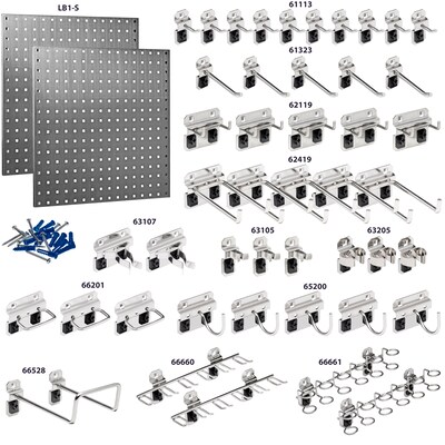 Triton Products LocBoard Stainless Steel Pegboards with 46 pc. LocHook Assortment (LB1-SKit)