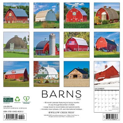 2025 Willow Creek Barns 12" x 12" Yearly Wall Calendar (46302)