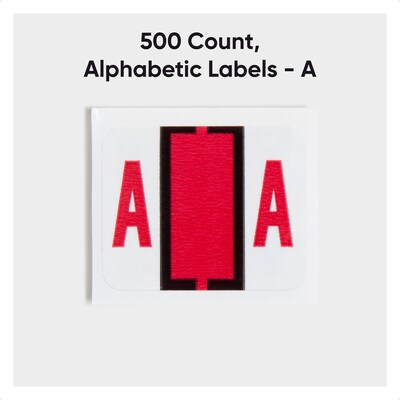 Smead BCCR Color Coded Alphabetic Labels, 1 x 1.25, Red, 500/Roll (67071)