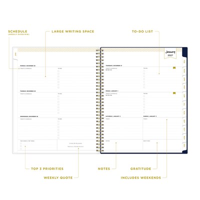 2027 Blue Sky Day Designer Meadow Blue 8.5 x 11 Calendar Year Weekly & Monthly Planner, Plastic Cover, Blue (147222-27)