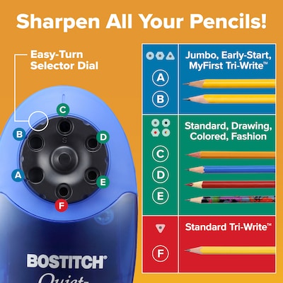 Bostitch QuietSharp 6 Classroom Electric Pencil Sharpener, Blue (EPS10HC)