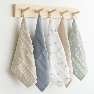 Crane Baby Cove Wash Cloth Set, 5-Piece, Sea Life (BC-160WC-1)