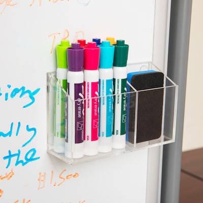 Mind Reader 2-Compartment Dry Erase Marker and Eraser Holder, Clear (WBORG-CLR )