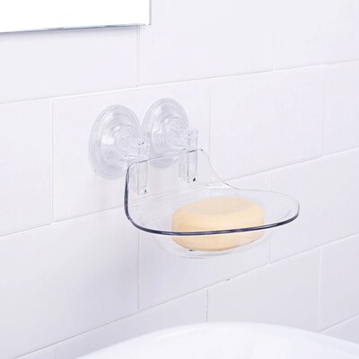 Better Houseware Plastic Suction-Cup Soap Holder, Clear (BTH884)