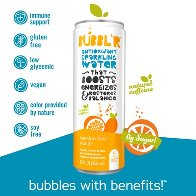 Bubbl'r Antioxidant Passion Fruit Wond'r Flavored Sparkling Water, 12 oz., 12 Cans/Pack (WIC39922)