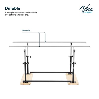 Viva Comfort 7 ft. Steel Foldable Physical Therapy Parallel Bars, 350lb Capacity, Black (ME905-01-MK)
