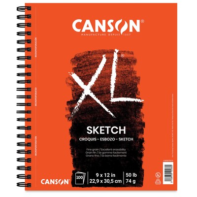 Canson XL Series 9 x 12 Wire Bound Sketch Pad, 100 Sheets/Pad, 3/Bundle (MCXC40006186003-3)