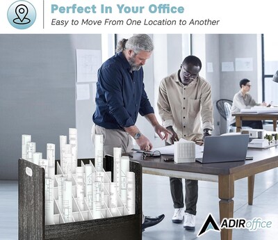AdirOffice 50-Slot Mobile Roll File, Lockable, 28.5"H x 30"W x 15.75"D, Black (626-BLK-KIT1)