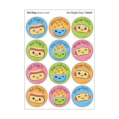 Trend Enterprises Hot Diggity Dog Hot Dog scent Scratch n Sniff Stinky Stickers, Multicolored, 48/Pack, 6/Packs/Bundle