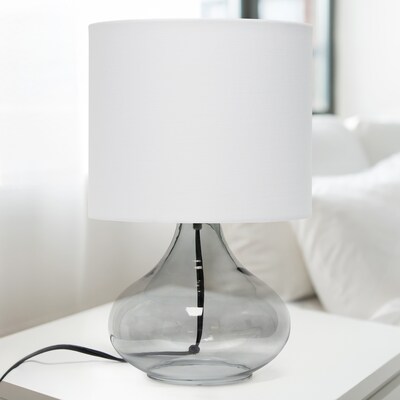 Creekwood Home Modern Glass 13.75" LED Table Lamp, Smoke/White (CWT-1014-SW)