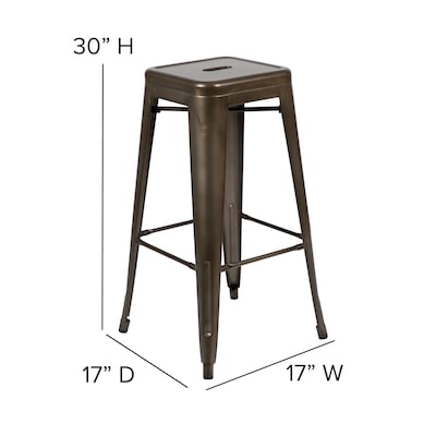 Flash Furniture Cierra Industrial Metal Indoor Bar Height Stools without Back, Gunmetal/Black, 4-Pieces/Pack (4ET32030GNRPL2B)