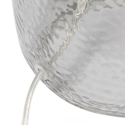 Lalia Home Smokey Gray Hammered Glass Jar Table Lamp with Linen Shade, White (LHT-5013-WH)