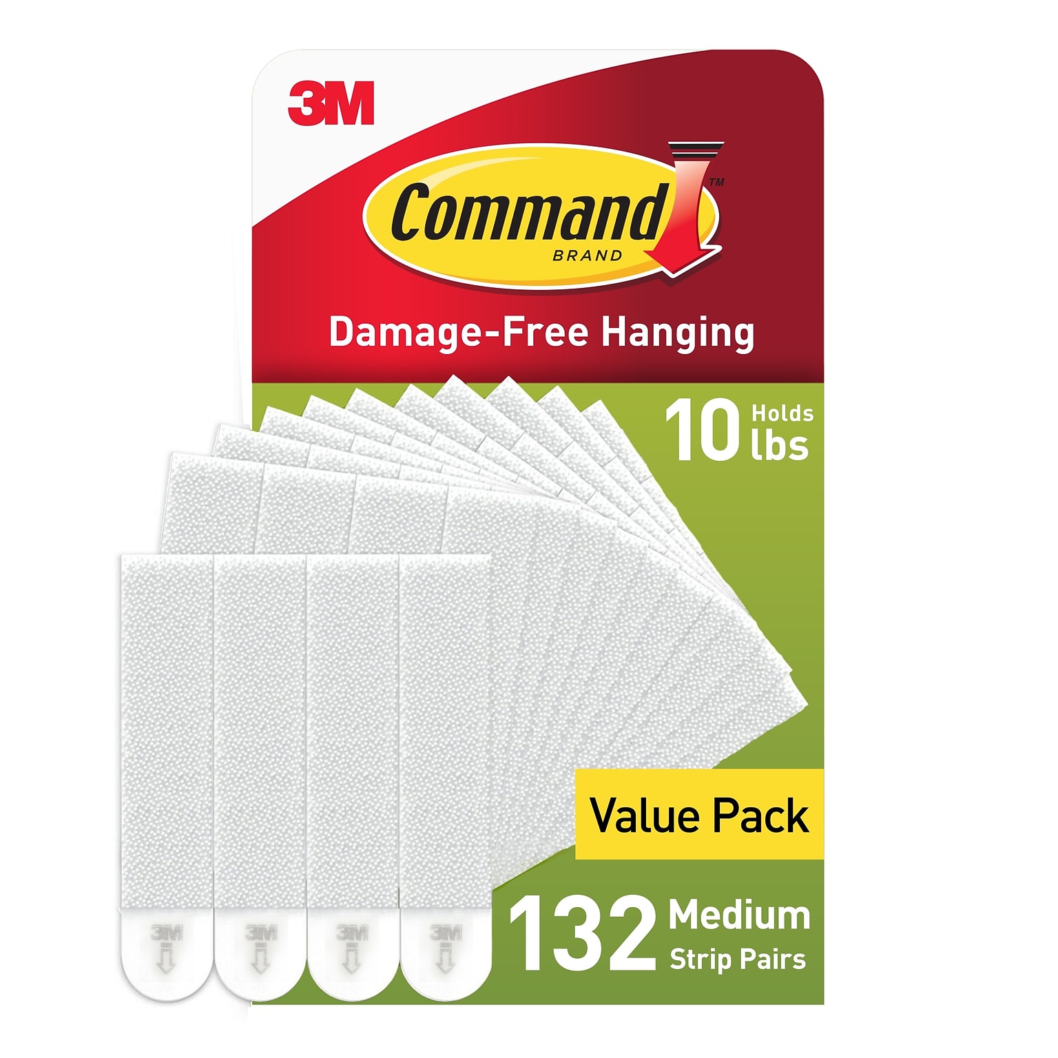 Command Medium Hanging Strips, 12 lb., White, 132 Pairs/Pack (17201-S132NA)
