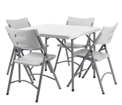 National Public Seating BT Series 36" Square Top Heavy Duty Plastic Folding Table, Speckled Grey (BT3636)