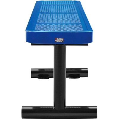 Global Industrial 6' Outdoor Steel Flat Bench, Perforated Metal, Blue (262075BL)