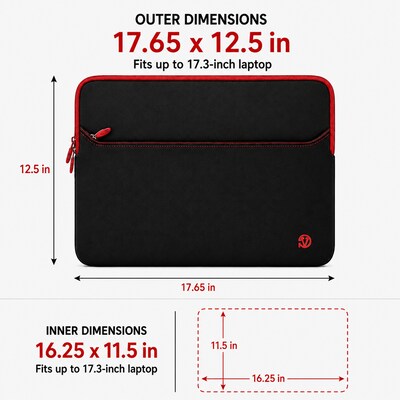 Vangoddy 17" Laptop Sleeve, Black/Red (NBKLEA253)