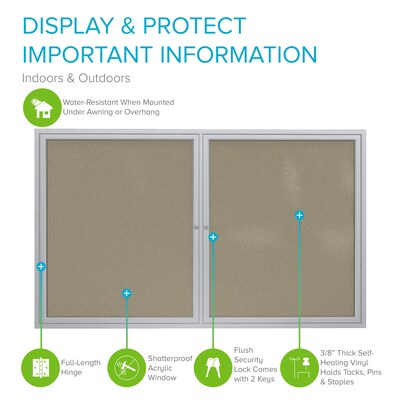 Ghent 3 H x 5 W Enclosed Vinyl Bulletin Board with Satin Frame, 2 Door (PA23660VX-181)
