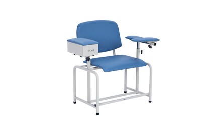 Viva Comfort Wide Adjustable Bariatric Phlebotomy Blood Drawing Chair, 500 lbs. Capacity, Blue (ADI997-01D-BLU-HD-MK)