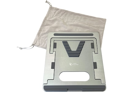 Amer 10" x 6" Aluminum Folding Laptop Stand for 15.6" Laptops, Silver (AMRNS01DG)