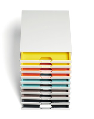 Durable Varicolor Stackable Storage Drawer, 10 Drawers, Plastic, Multicolor (763027)