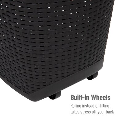 Mind Reader 15.85-Gallon Rolling Laundry Hamper, Plastic, Black (60HWHEEL-BLK)