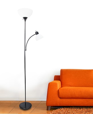 Simple Designs 71.5" Floor Lamp with Dome Shades, Black, 2/Pack (LF2000-BLK-2PK)
