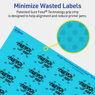Avery Laser/Inkjet Multipurpose Rectangle Labels, 1" x 1.5", Bright Blue, 1280/Pack (94219)