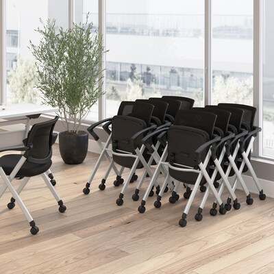 Bush Business Furniture Envision Mesh Folding Chairs with Arms, Black, 2/Set (CH4001BLF-03)