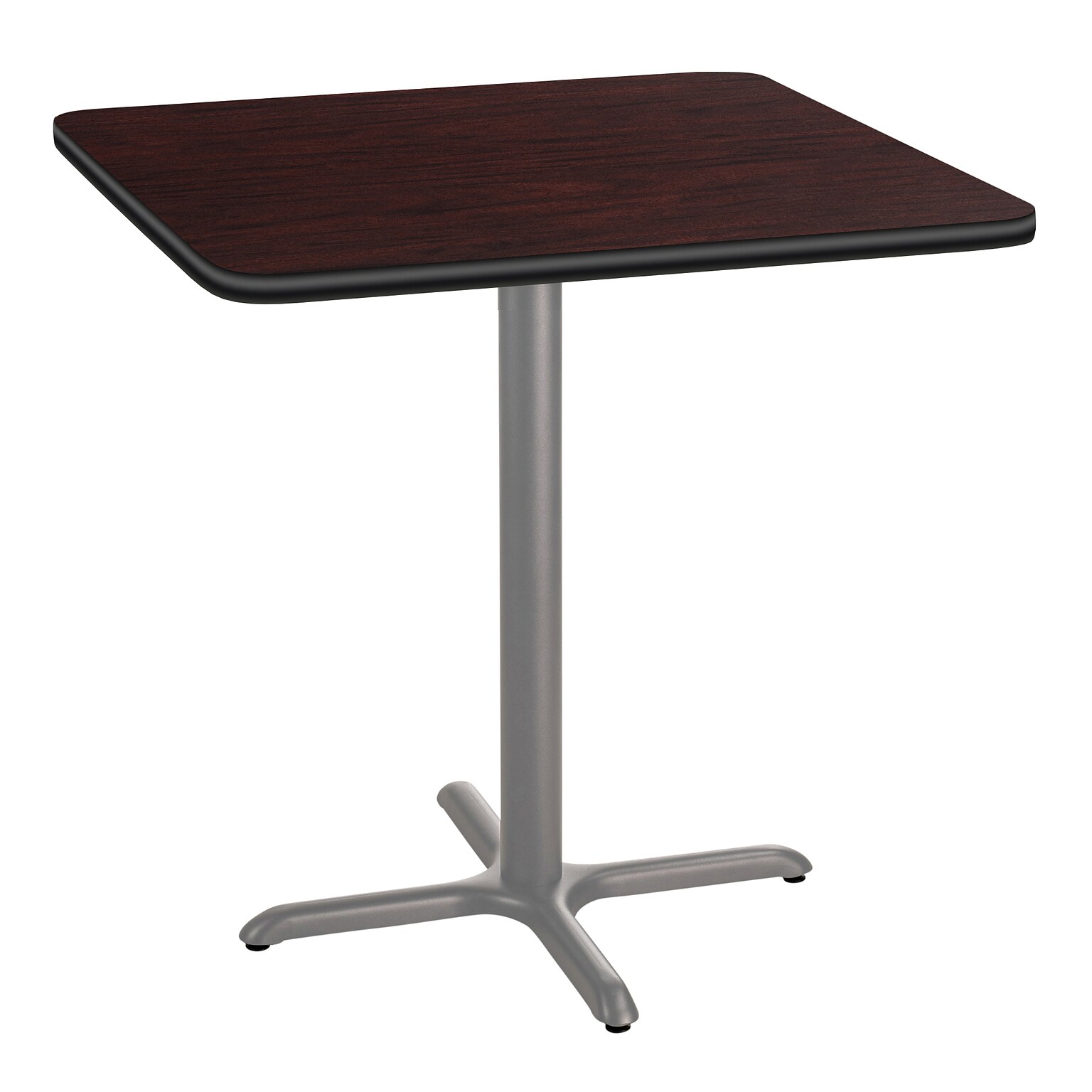 NPS CT Series 36 Square 36 Height Cafe Table, X Base, Grey Frame/Mahogany Top (CTG33636XCPBTMMY)