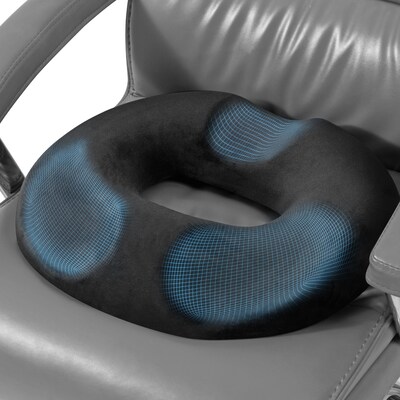 AllSett Health Donut Hemorrhoid Pillow with Non-Slip Washable Cover, Black (ASH0HM12)