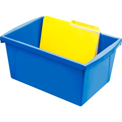 Storex Plastic Medium Classroom Storage Bin, 16.75"x 11.87"x 8.28", Blue, Pack of 2 (STX61482U06C-2)