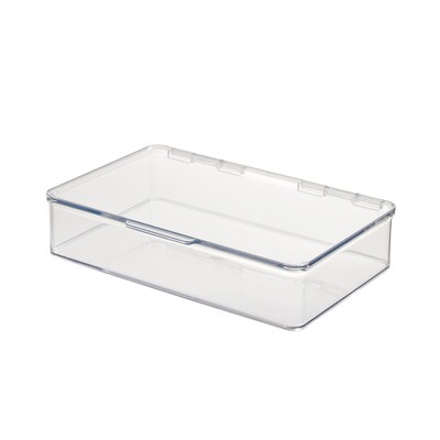 iDESIGN Small Stackable Storage Box with Hinged-Lid, Clear (63030)