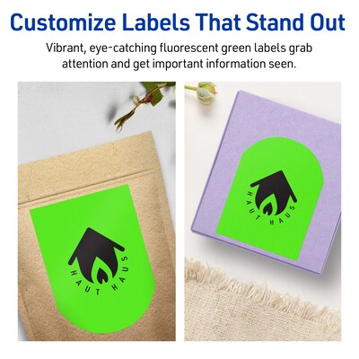 Avery Laser/Inkjet Multipurpose Decorative Edge Labels, 4.75" x 3.5", Neon Green, 320/Box (94600)