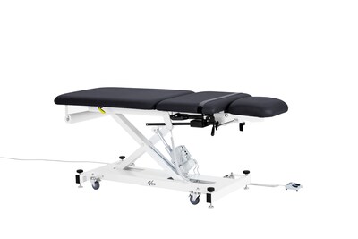 Viva Comfort XRO Electric Height and Back Adjustable Exam Table with Stirrups, 600 lbs Capacity, Black,(ADI903-22-BLK-MK)