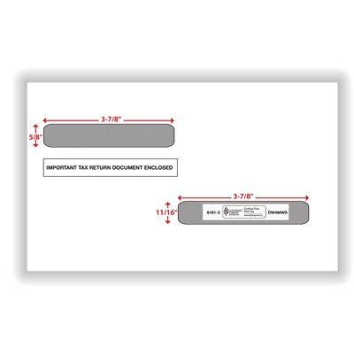 ComplyRight 2025 Double-Window Envelopes For 1099-R Tax Forms, 4-Up Box, Self-Seal, Pack Of 100