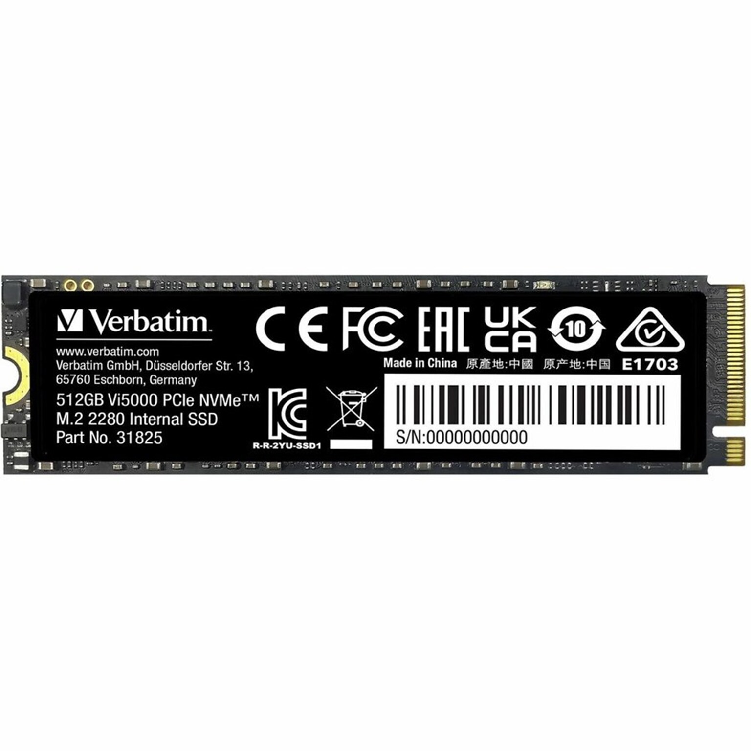 Verbatim Vi5000 512GB M.2 2280 PCI Express Solid State Drive, 3D NAND (31825)
