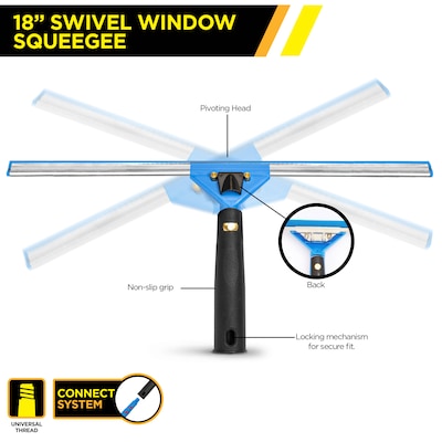 Gritt Commercial Pro Window Washing Kit with 18" Squeegee, 18" Washer and 20" Pole (GRI138-18)