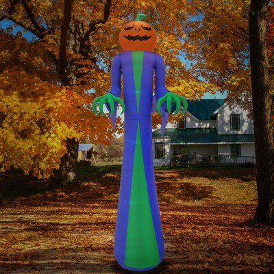 National Tree Company 12 Inflatable Halloween Pumpkin Ghost, 4 White LED lights- UL (MZ17-HLN2064360)