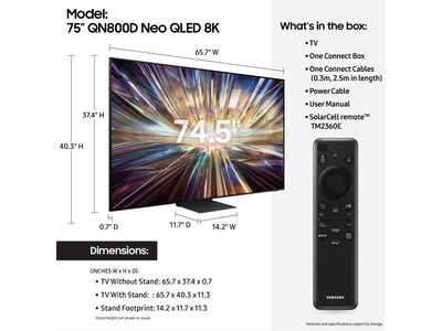 Samsung QN800D Series 75" Neo QLED 8K Ultra HD TV (QN75QN800DFXZA)