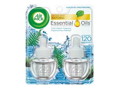 Air Wick Essential Oils Scented Oil Refill, Fresh Waters, 0.67 fl. oz., 10/Pack (01920)