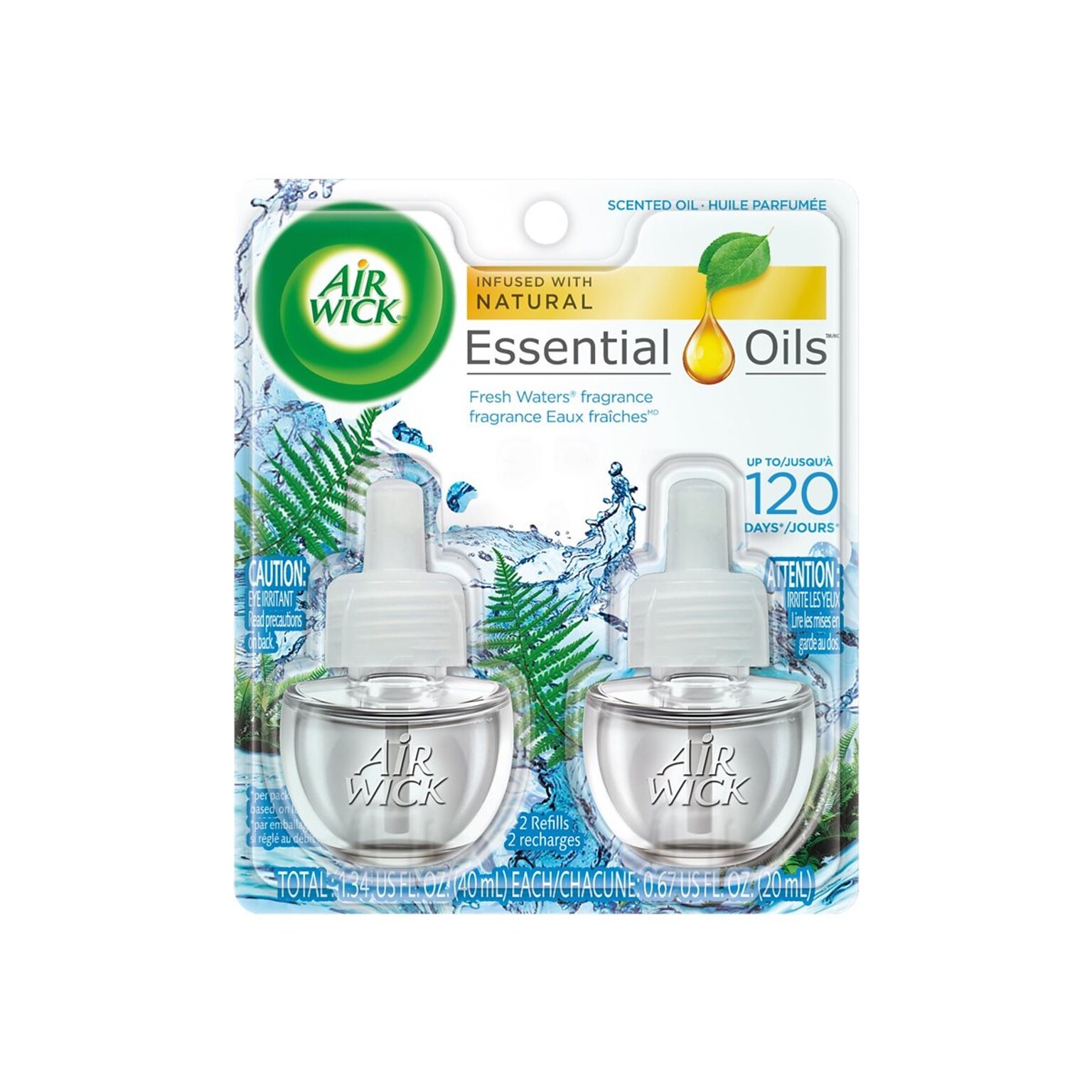 Air Wick Essential Oils Scented Oil Refill, Fresh Waters, 0.67 fl. oz