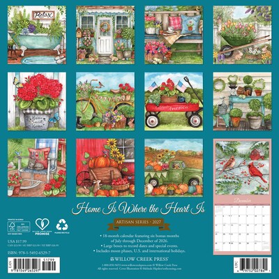 2027 Willow Creek Home Is Where the Heart Is - Artisan Series  12 x 12 Monthly Wall Calendar (65297)