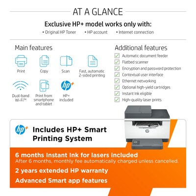 HP LaserJet MFP M234sdwe Wireless Black & White Printer Includes 6 Months of FREE Toner with HP+ (6GX01E)