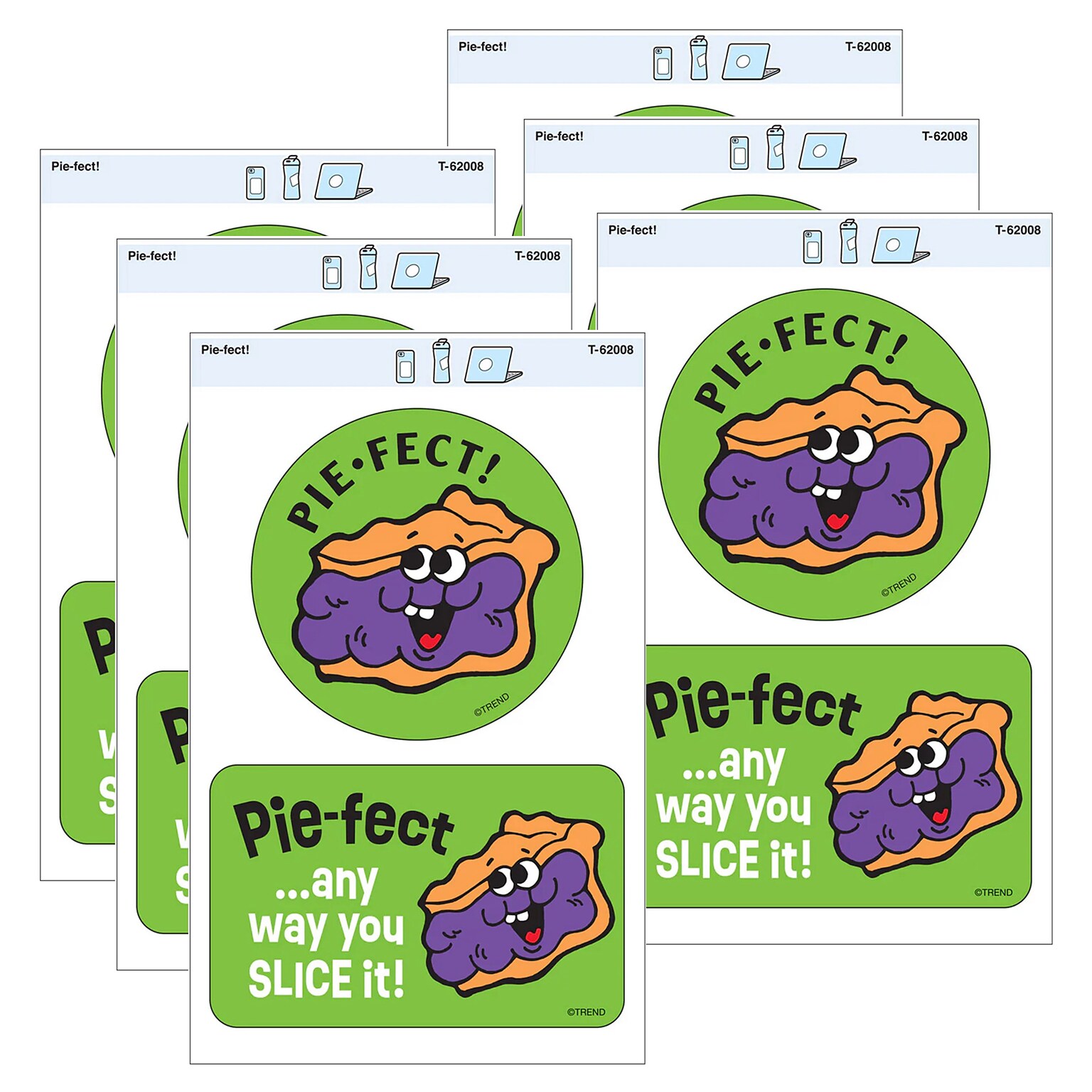 Trend Enterprises Pie-fect! Vinyl Stickers, Multicolored, 2/Pack, 6/Packs/Bundle (T-62008-6)