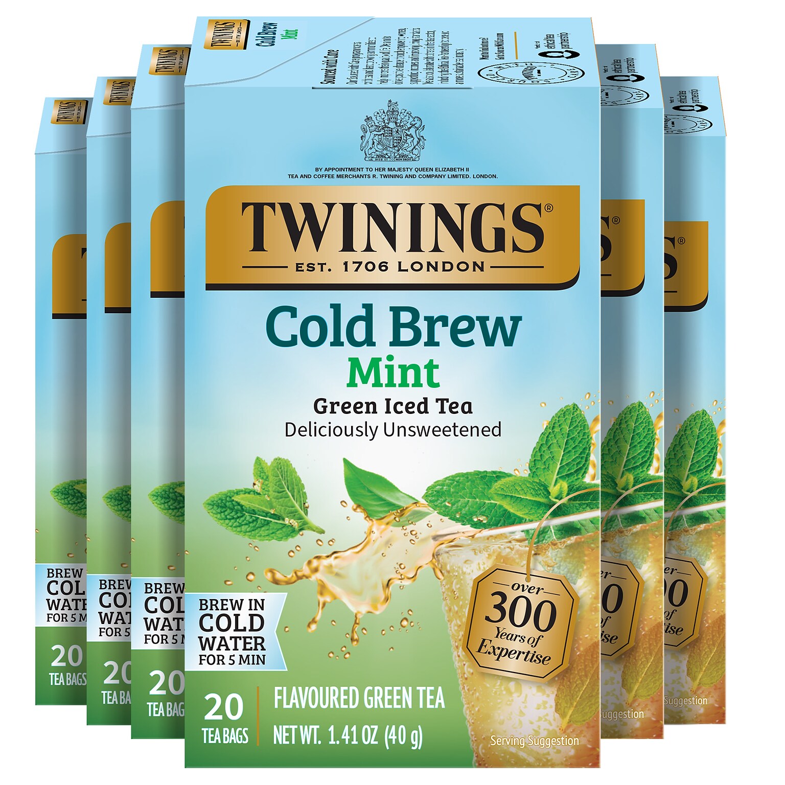 Twinings Iced Cold Brewed Mint Green Tea Bags, 20/Box (F07413)