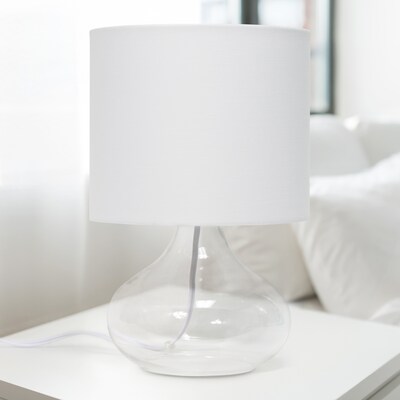 Creekwood Home Modern Glass 13.75" LED Table Lamp, Clear/White (CWT-1014-CW)