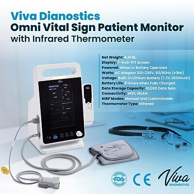 Viva Comfort Health Monitoring Device Omni Spot Vital Sign Monitor with Thermometer, White (ADI913-M-1-MK)