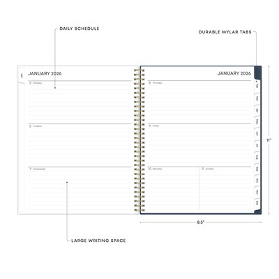 2026 Blue Sky Ashlyn 8.5" x 11" Calendar Year Weekly & Monthly Planner, Plastic Cover, Multicolored (143957-26)