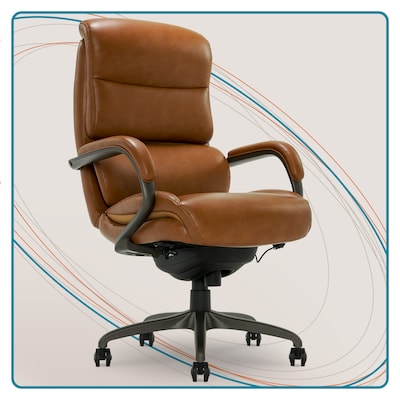 La-Z-Boy Aberdeen Ergonomic Bonded Leather Swivel Computer and Desk Chair, Camel (51545-CAM)