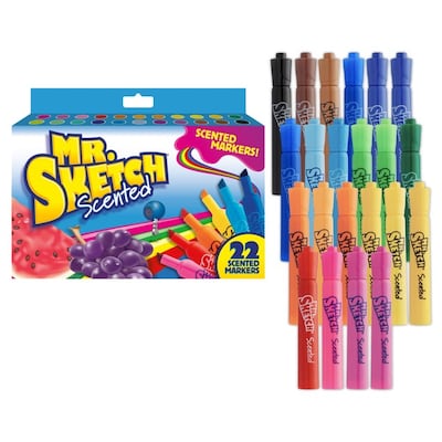 Mr. Sketch Scented Tank Washable Markers, Chisel Tip, Assorted Colors, 22/Pack (2054594)
